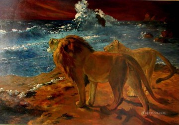 Lion Tableaux - lions au bord de la mer